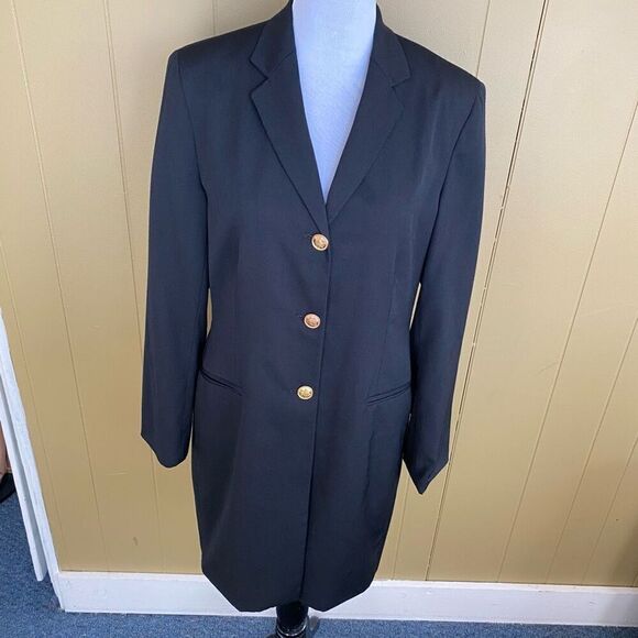 Evan Picone women 12 wool blend fully lined vintage  3 gold buttonup blazer - Picture 1 of 14